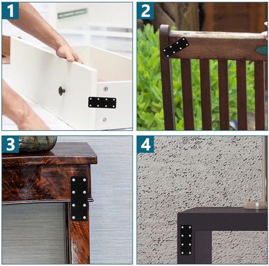 20stuks Verstevigingsplaten Zwarte Rechte Ijzeren Beugels Voor Meubelreparatie Verbinding Voor Tafel Kast Deur Meer — afbeelding 5