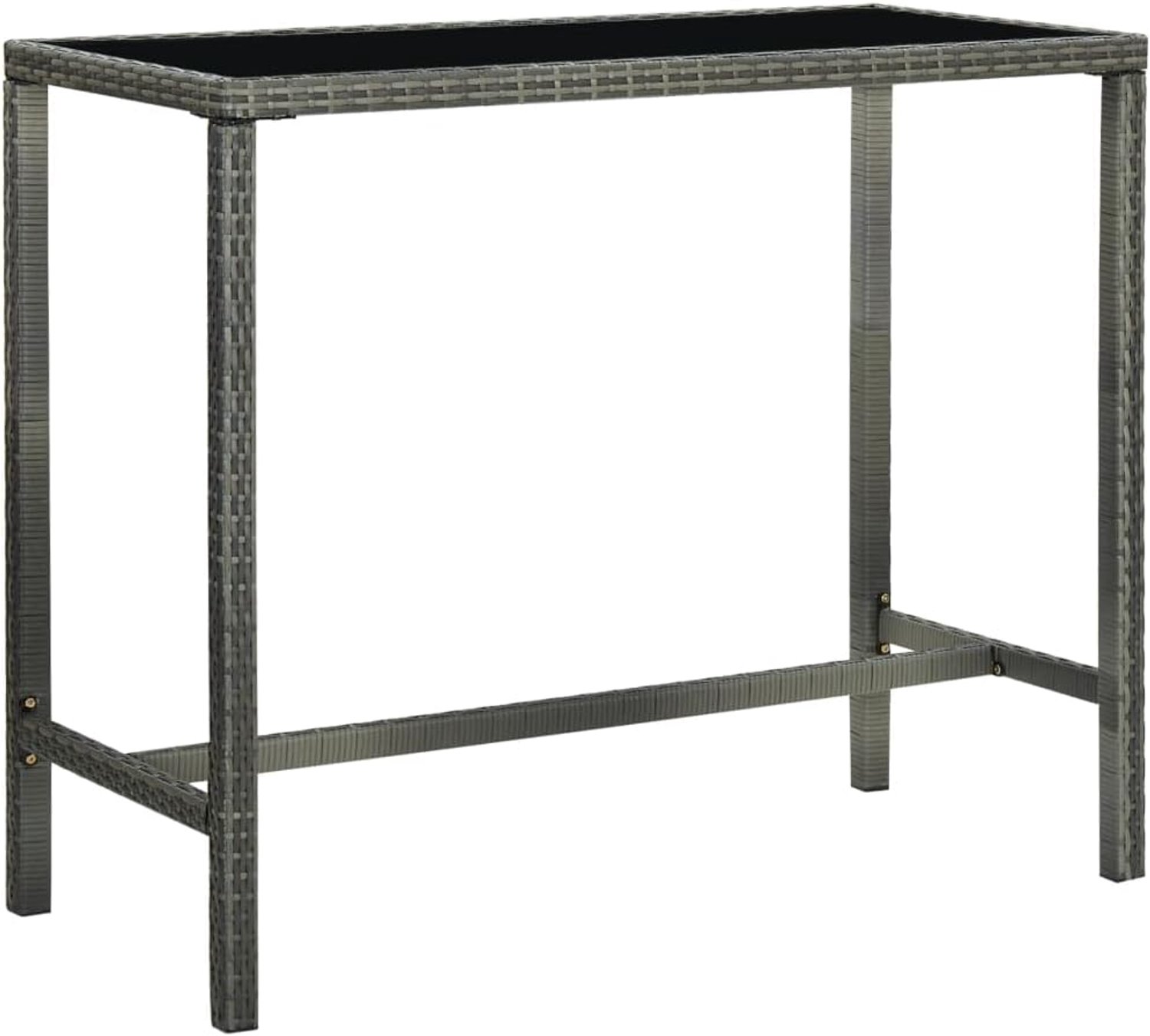 Terras, tuinmeubelen, grijs, 130 x 60 x 110 cm, polyrotan en glas, voor tuin, terras, balkon