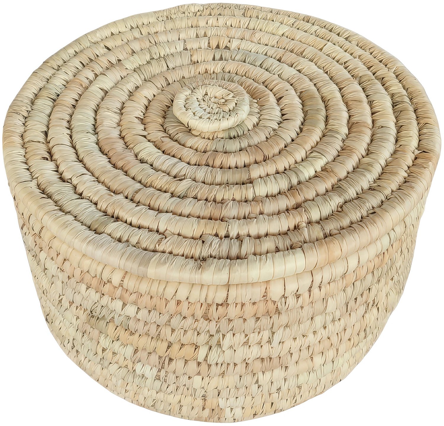 Ronde opbergmand met deksel – palmblad – 15 liter – naturel beige