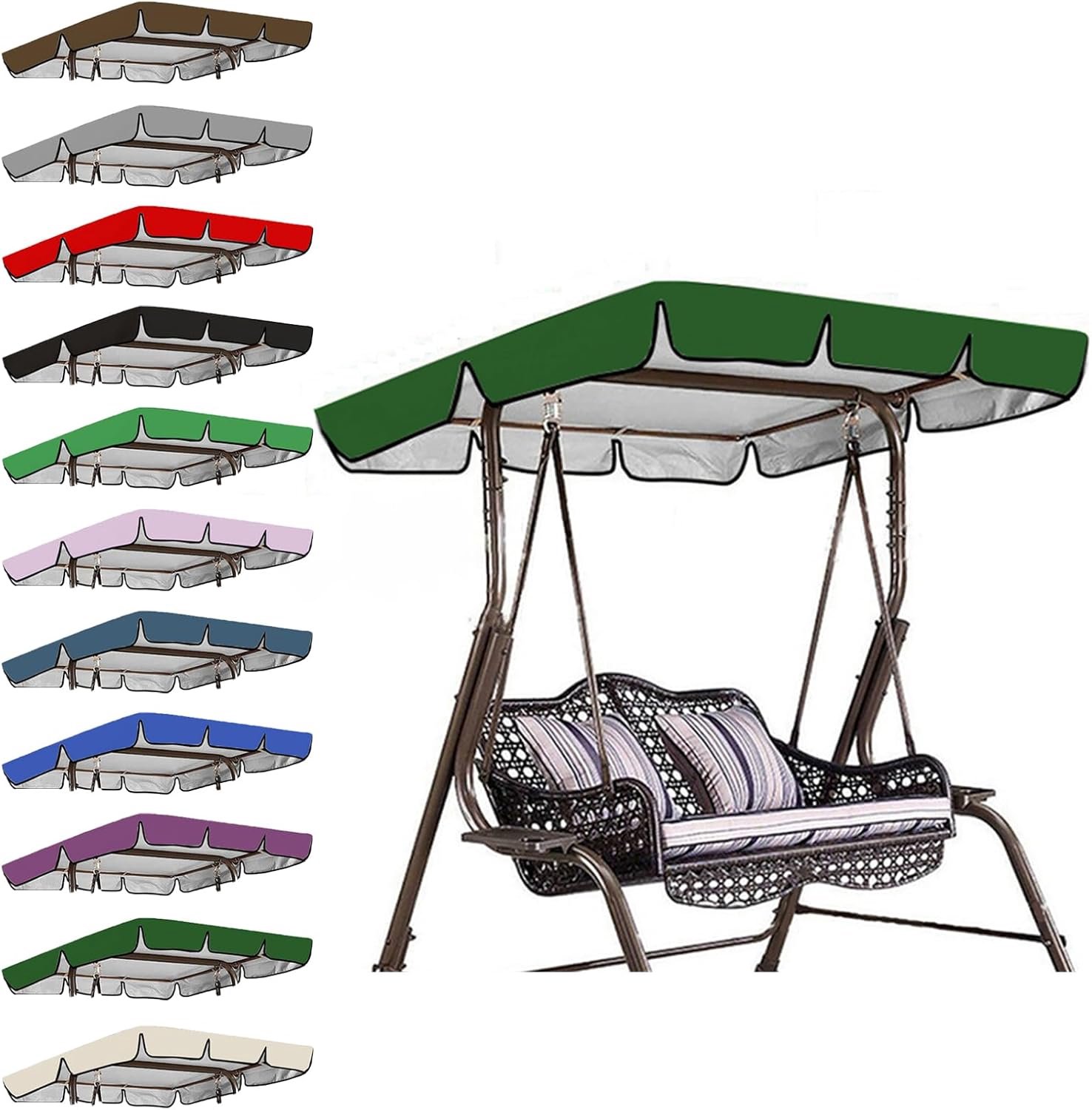 Luifel vervanging voor 2,3-zits tuinschommelstoel, hangmat hoes voor tuinmeubelen, genieten van het buitenleven met bescherming (10,195 x 125 x 15 cm)