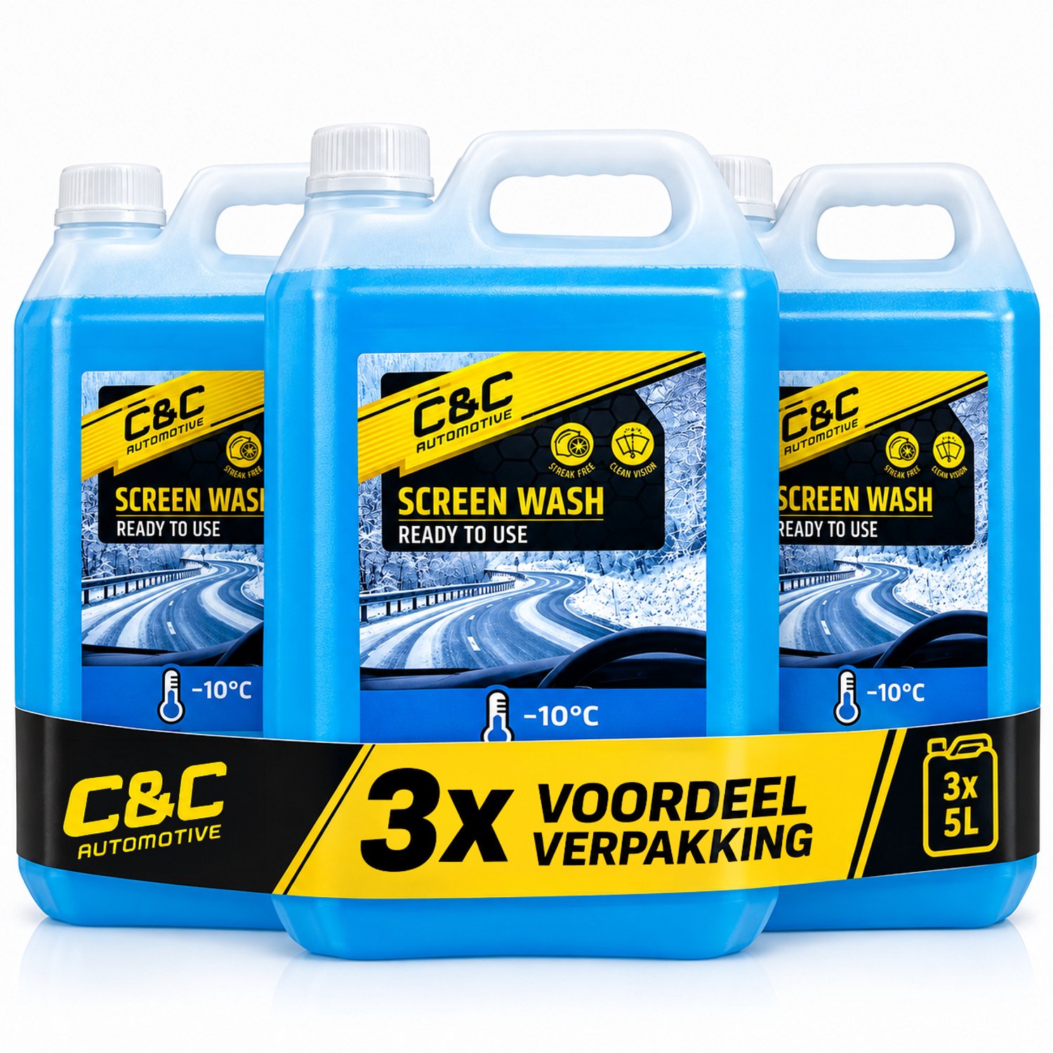 Screenwash Winter -10°C 3x5L – Ruitensproeiervloeistof Voordeelverpakking – Antivries Ruitenwisservloeistof 15L