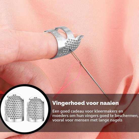 4 Stuks Verstelbare Metaalvingerschilden voor Handwerken, Borduren en Quilten - Naaigerei en Creatieve Accessoires — afbeelding 3