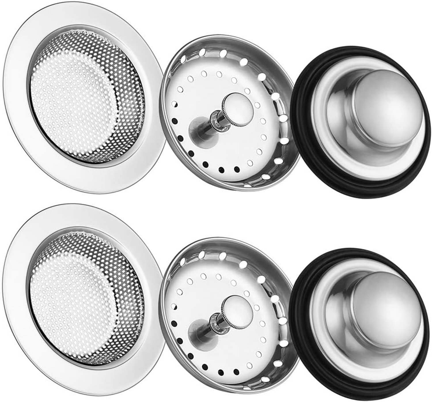 6 Pack van Keuken Gootsteen Stopper Zeef, Carry360 Anti-verstopping RVS Gootsteen Afvoer Stopper, Geperforeerde Mand Afvoer Filter Zeef of Houd Water voor Keuken Gootsteen Afvoer