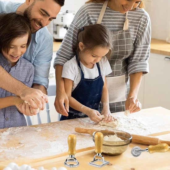 Makerset, houten pastollers en cutter | houten keuken pastollers en cutter - professionele koksbenodigdheden, spaghettimaker set voor thuisrestaurant — afbeelding 2