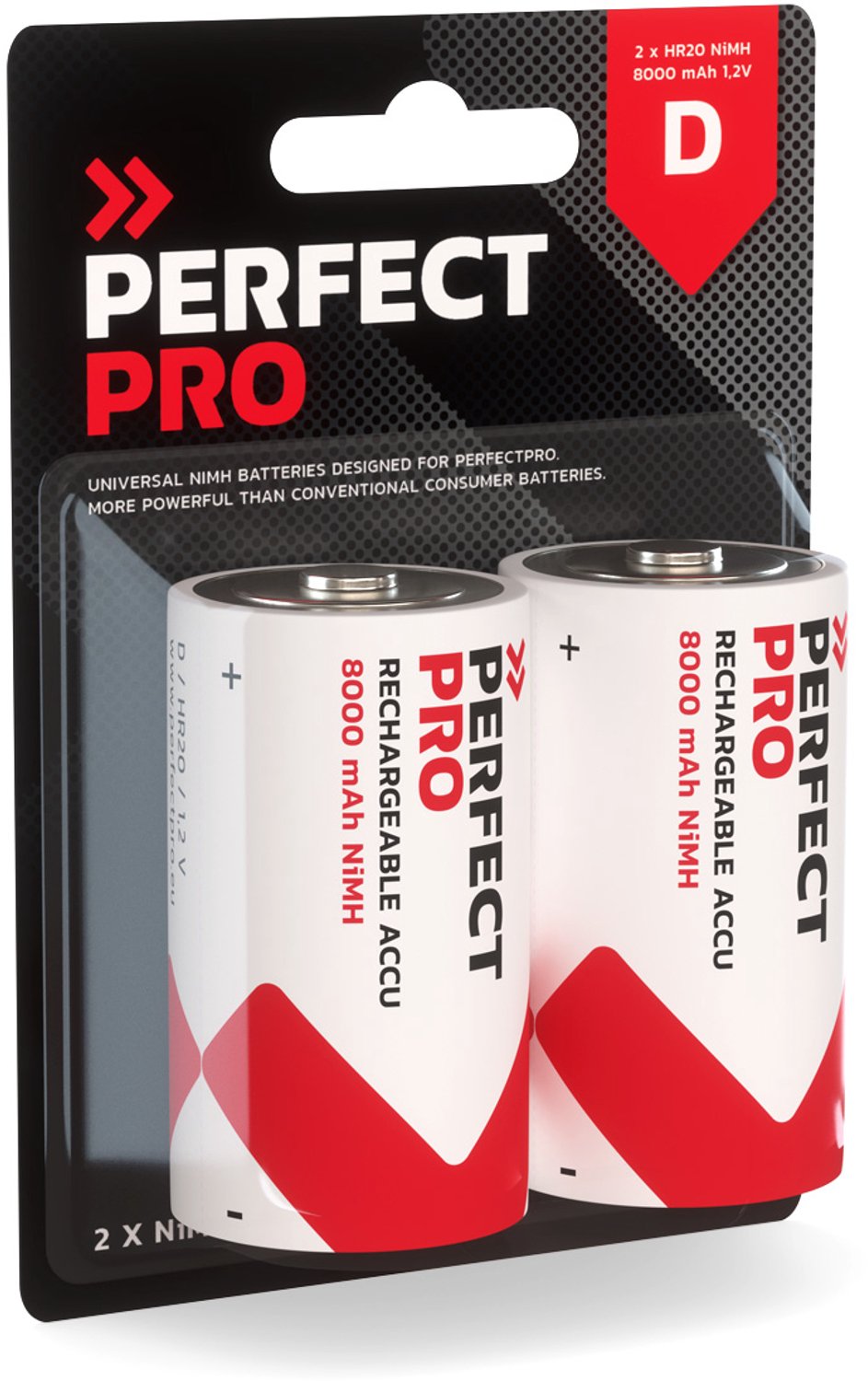 Bol.com Perfectpro D-cel - NiMH 8000 mAh - 2 stuks D - B-D2 aanbieding