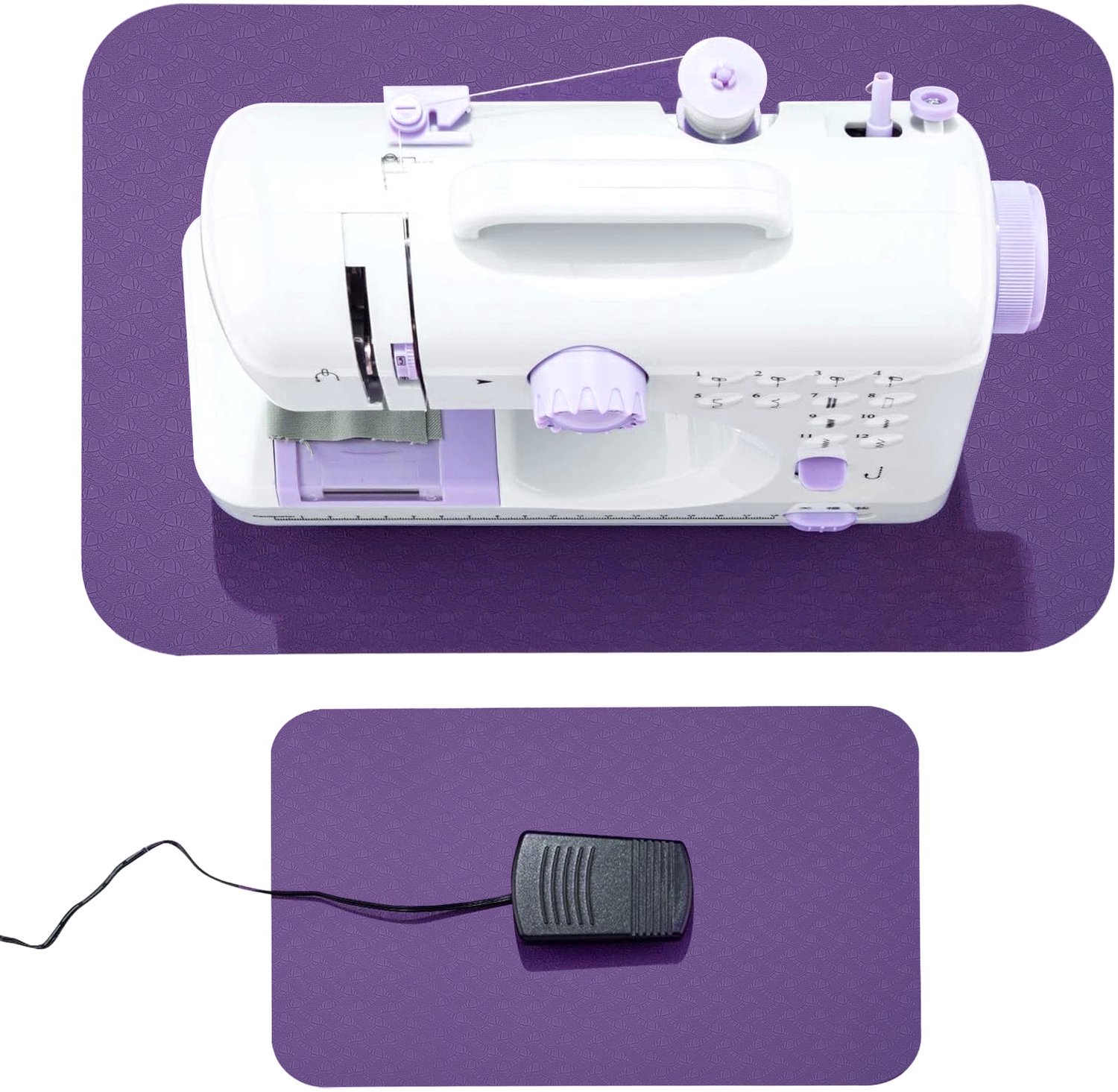2 stuks naaimachine dempen mat - pedaal naaimat vermindert trillingen lawaai antislip machine - accessoires voor quilten en borduren - 38x50cm en 23x35cm - Paars en roze - Voetpedaalmat