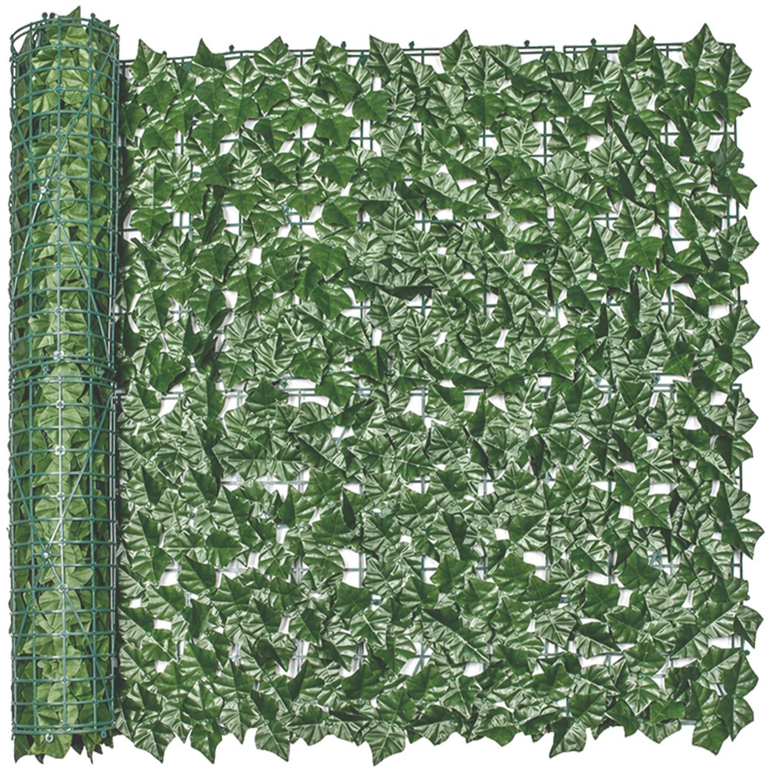 Kunsthaag Klimop Privacyscherm 100x250 cm - UV-Bestendig & Weerbestendig - Dichte Zichtbescherming - Wanddecoratie Rol Diepgroen