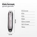 Titanium Viamart nagelknipper (9,2 x 2,2 cm) van RVS, met vijl en opvangbakje.