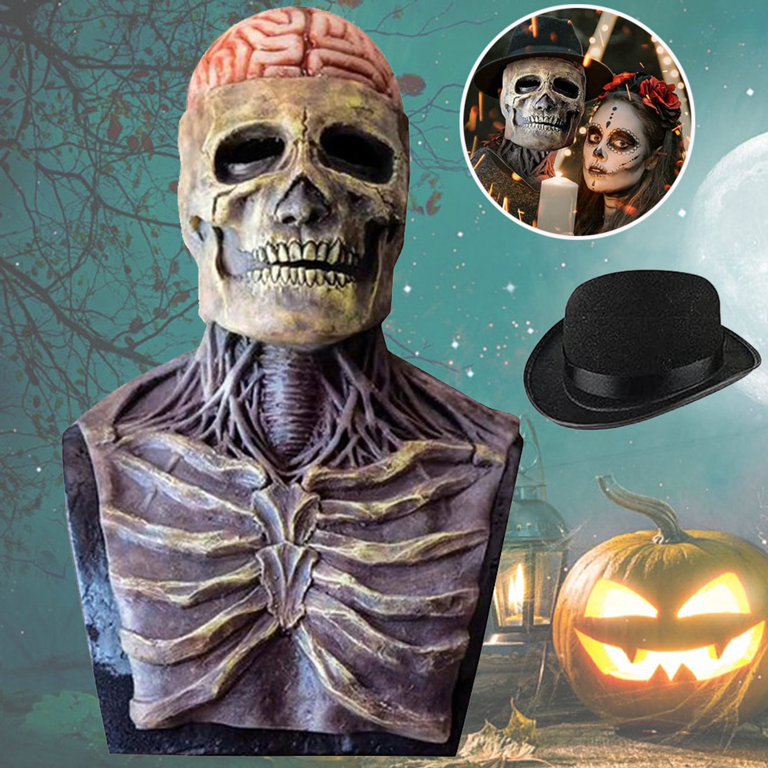Halloweenmasker - Biochemisch Skeletmasker - Eng Schedelmasker - Realistische Griezelige Maskers Voor Volwassenen - Bewegende Kaak