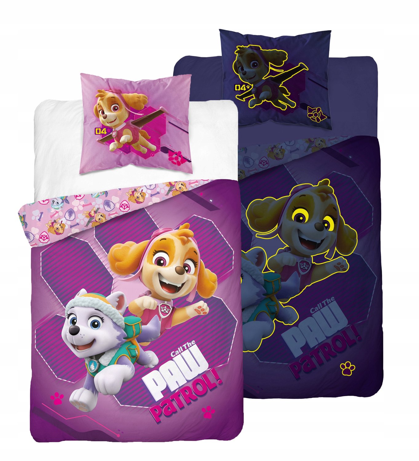 PAW Patrol Glow in the dark dekbedovertrek - call the Paw Patrol - katoen - eenpersoons - 140x200 + 70x80 cm Paars