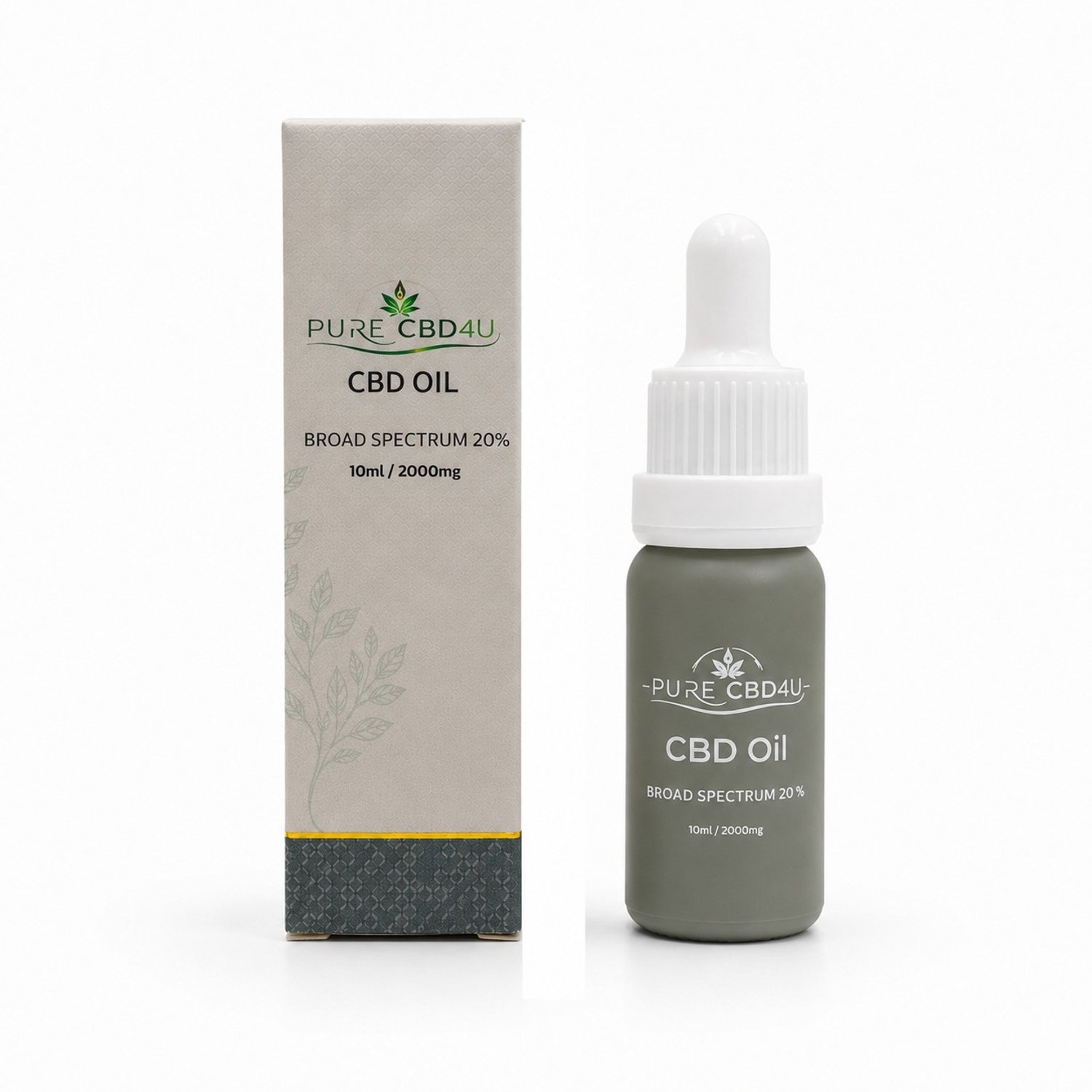 PureCBD4U CBD Olie 20% – Broad Spectrum – 0% THC – 2000 mg CBD – 10 ml