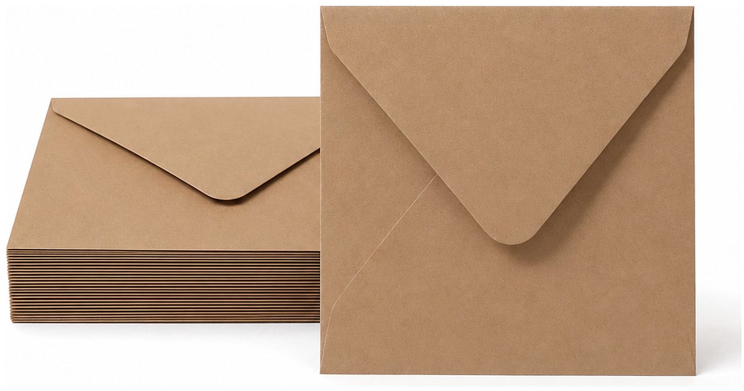 Enveloppen Bruin 16x16 cm - 60 stuks - 120 gram - Vierkante Enveloppen voor 15x15 cm Kaarten - Wenskaart Envelop