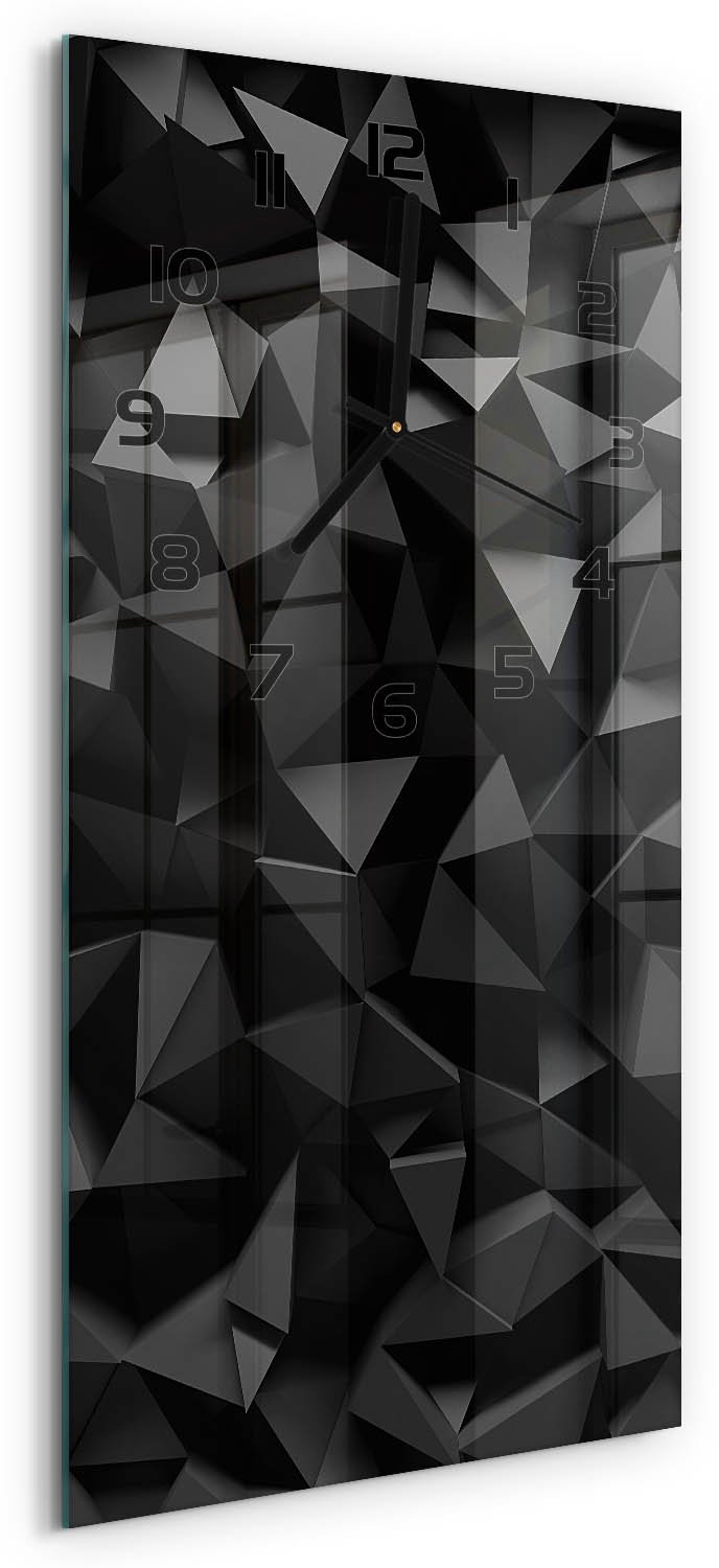 Tulup Wandklok - 3D-abstractie Glazen Klok Met Print - 30x60 cm - Zwart Wandklok Glas Met Motief - Zwarte handen - Rechthoekige Klok - Wandklok Glas Decoratie - Gekleurde Glazen Klok