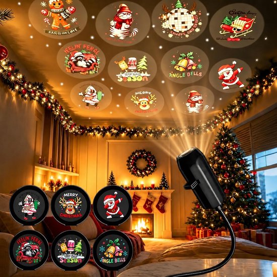 Projector - Nieuwe feestdagenprojector voor binnen – Kerst – 360° verstelbaar - scherp beeld – Decoratieve projector voor slaapkamers - plafonds - auto's en andere ruimtes – 10 stuks