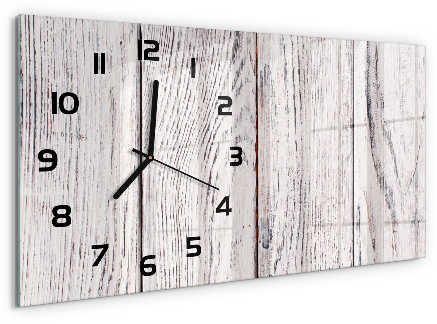TULUP Wandklok - Houten muur Decoratieve Glazen Klok - 60x30 cm - Beige Glazen Wandklok Design - Zwarte handen - Rechthoekige Klok - Glazen Klok Met Print - Wandklok Glas Met Motief