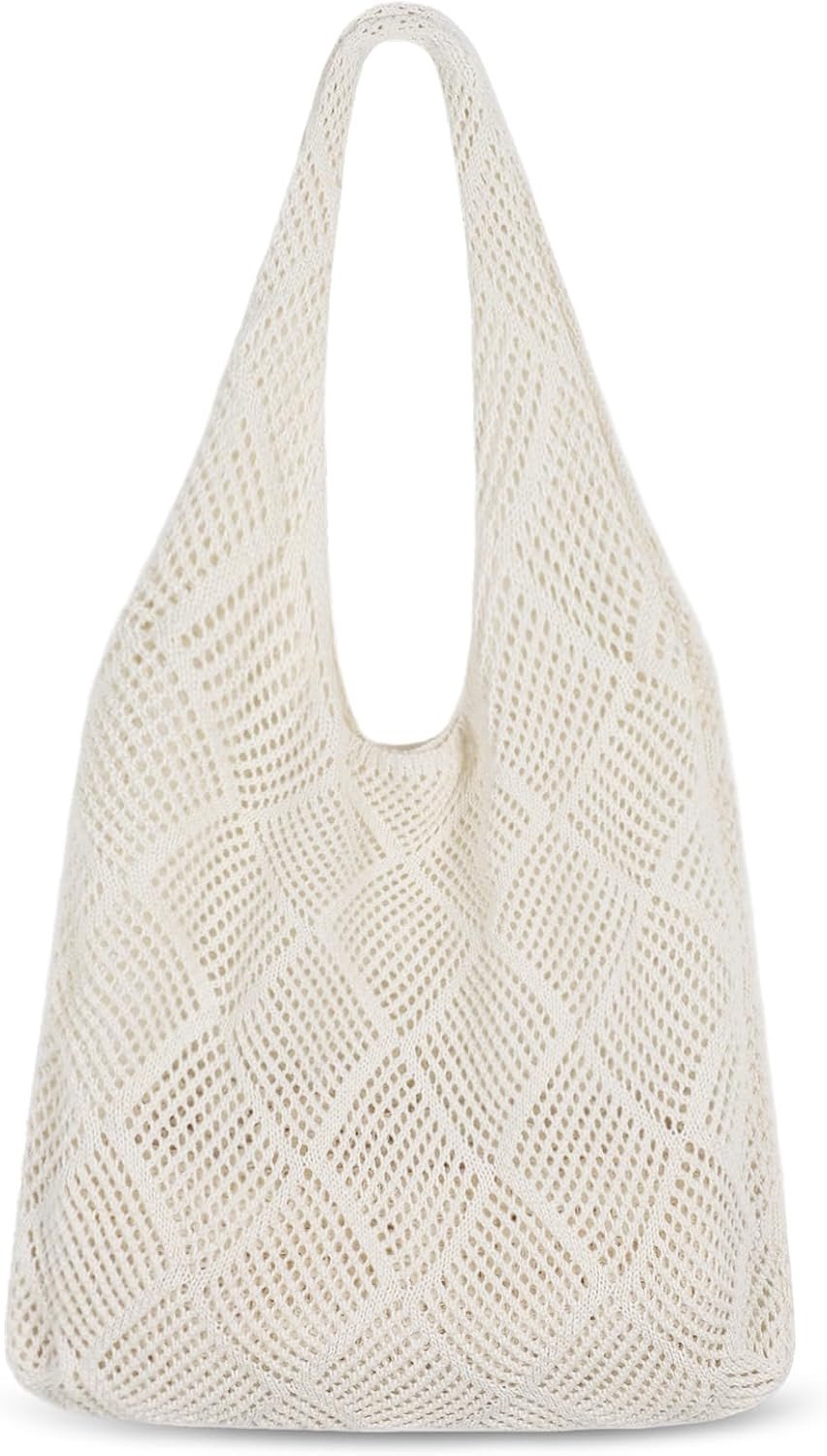 Crochet Strandtas voor Vrouwen, Grote Boho Tas, Ideaal voor Vakantie en Reizen, Aesthetic Hobo Bag, Beige Kleur