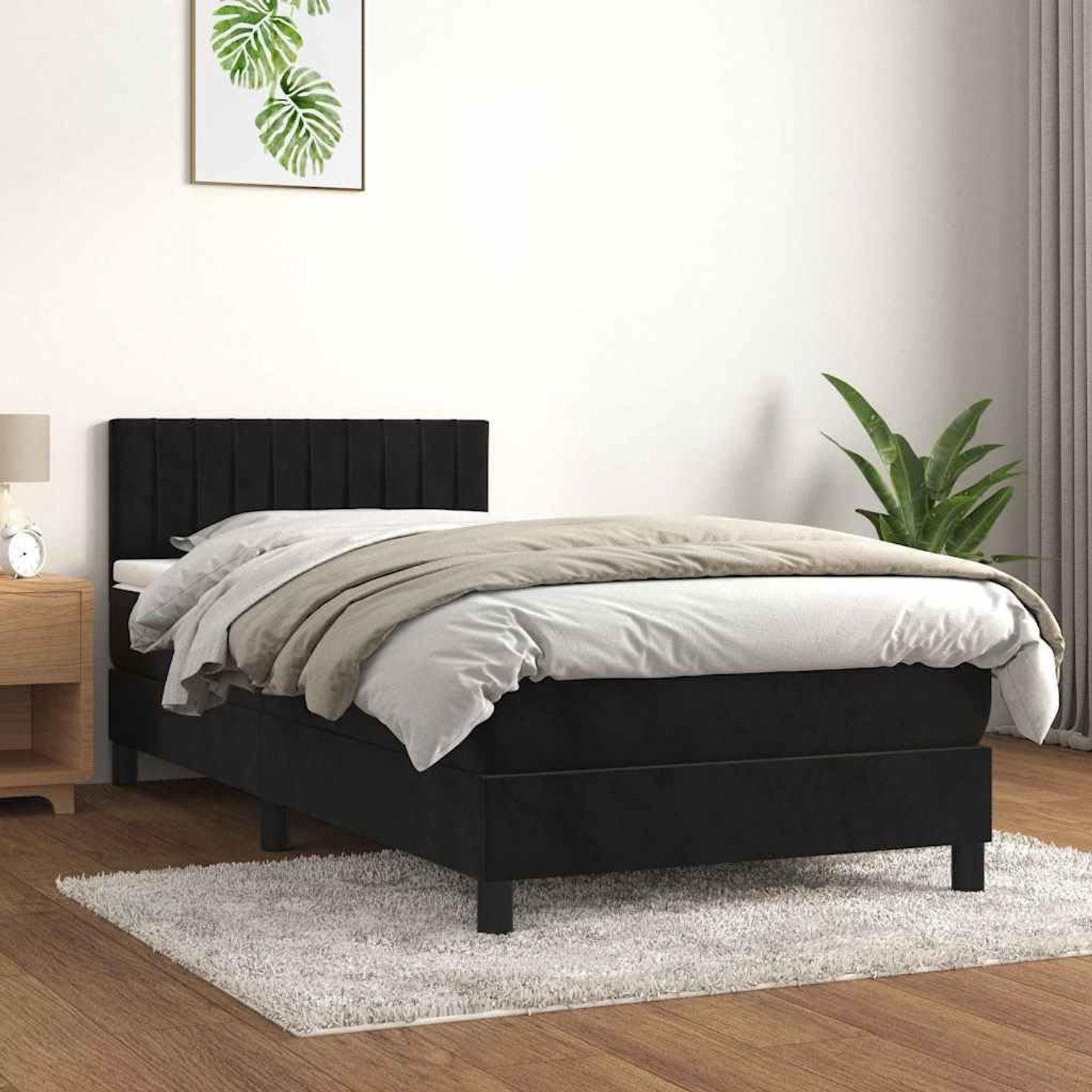 Boxspring Verstelbaar Hoofdbord Pocketvering 100x200 Zwart