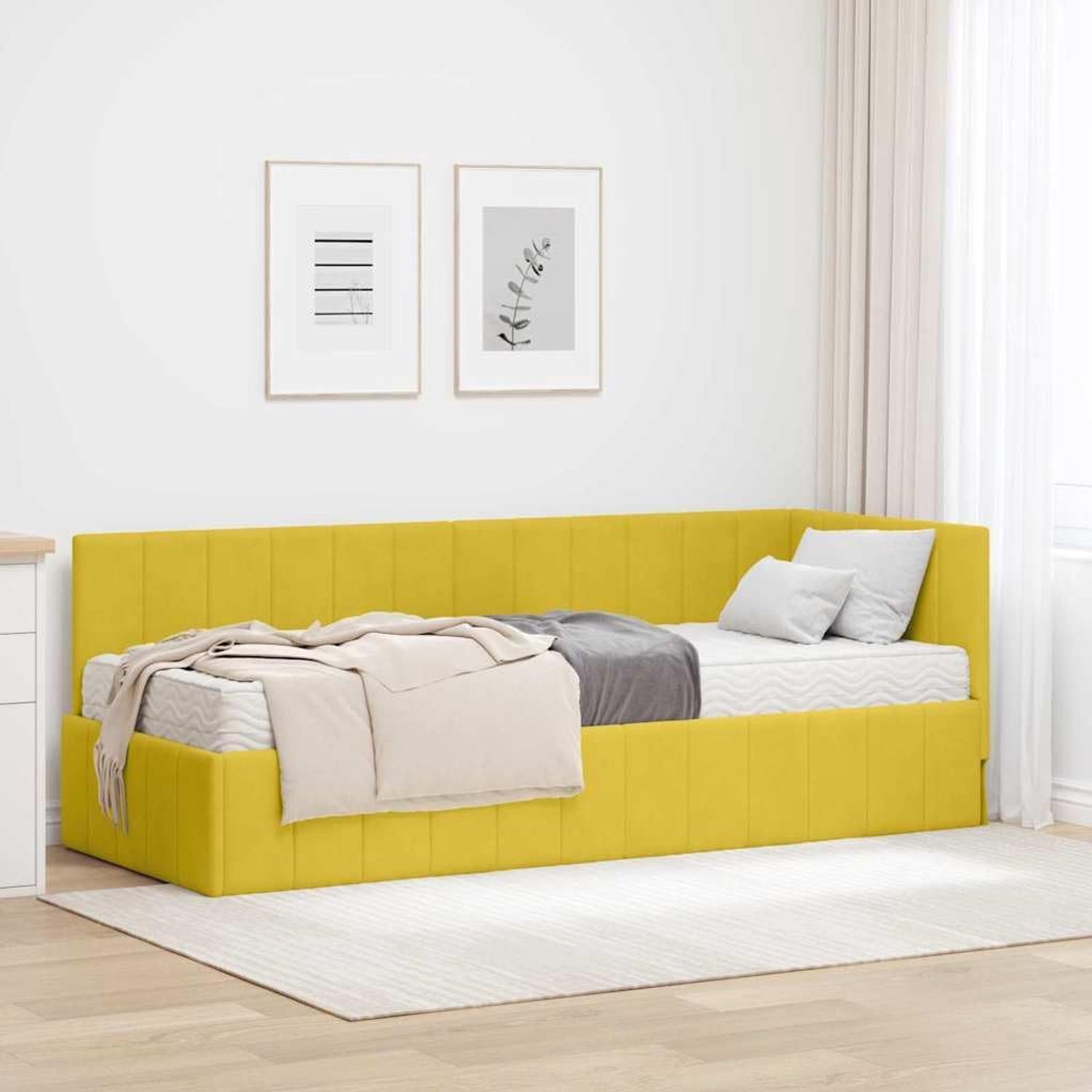 Hoekbedframe met matras moderne slaapkamerdesign Geel 80 x 200 cm