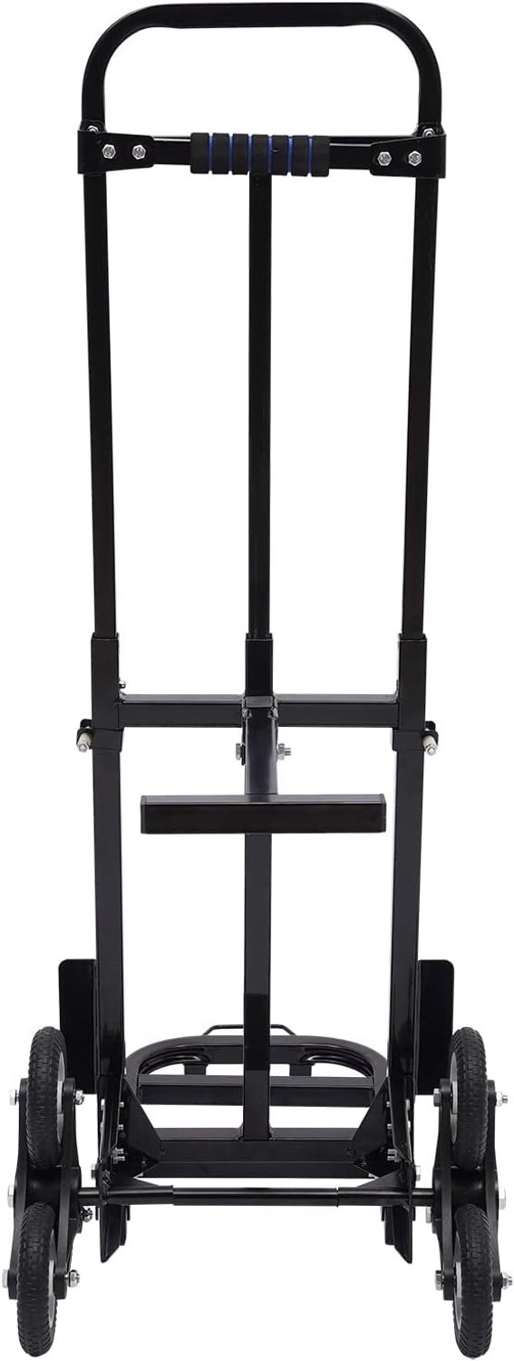 Inklapbaar, tot 210 kg, professionele trapsteekwagen van staal met 6 PU-wielen, transportwagen, in hoogte verstelbaar van 73-114,5 cm, voor verhuizing en trappen, zwart