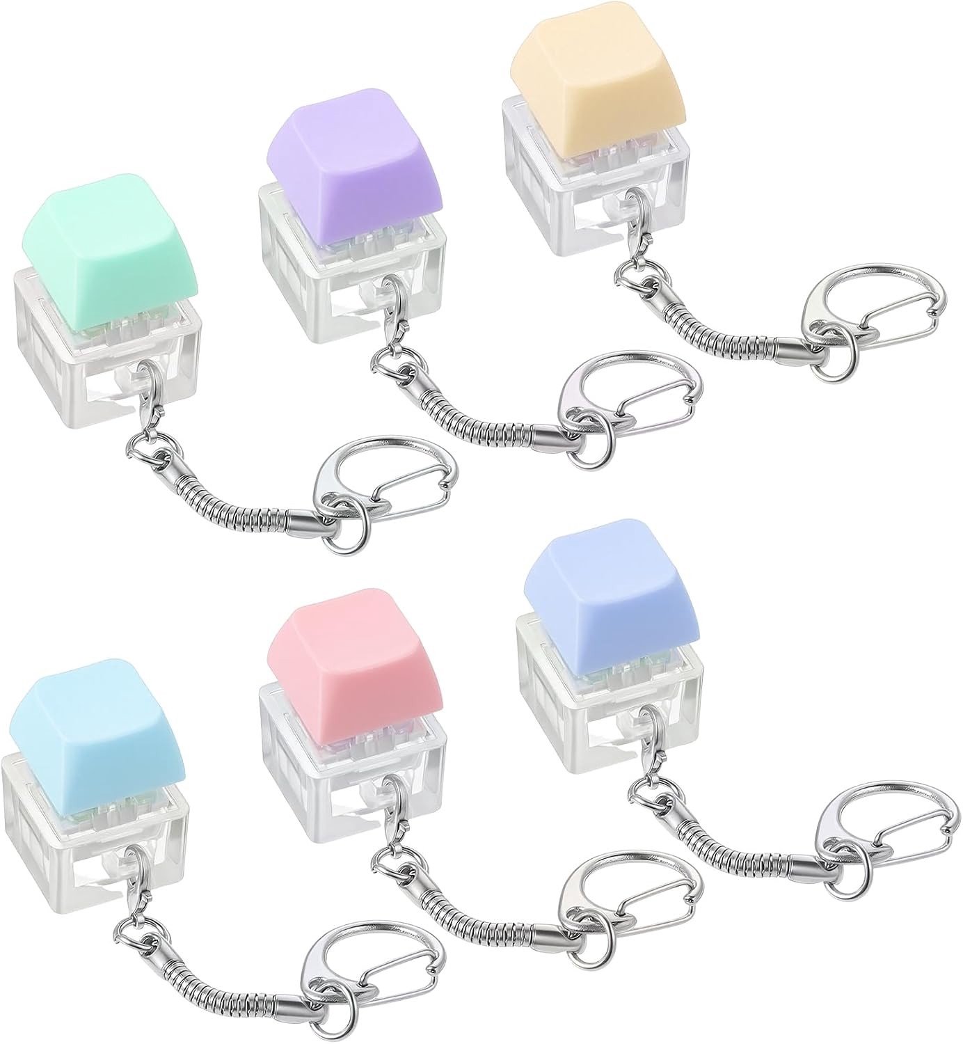 Fidget Toetsenbord Sleutelhanger - Multikleur - 2 x 2,8 cm - Duurzaam Fidgetspeelgoed van Kunststof en Metaal - Voor Volwassenen
