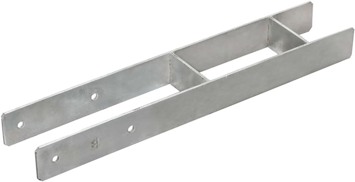 H-anker, set van 6 stuks, 10 x 6 x 60 cm, grondanker voor houten balken, verzinkt staal, hekbouw, paalbevestiging