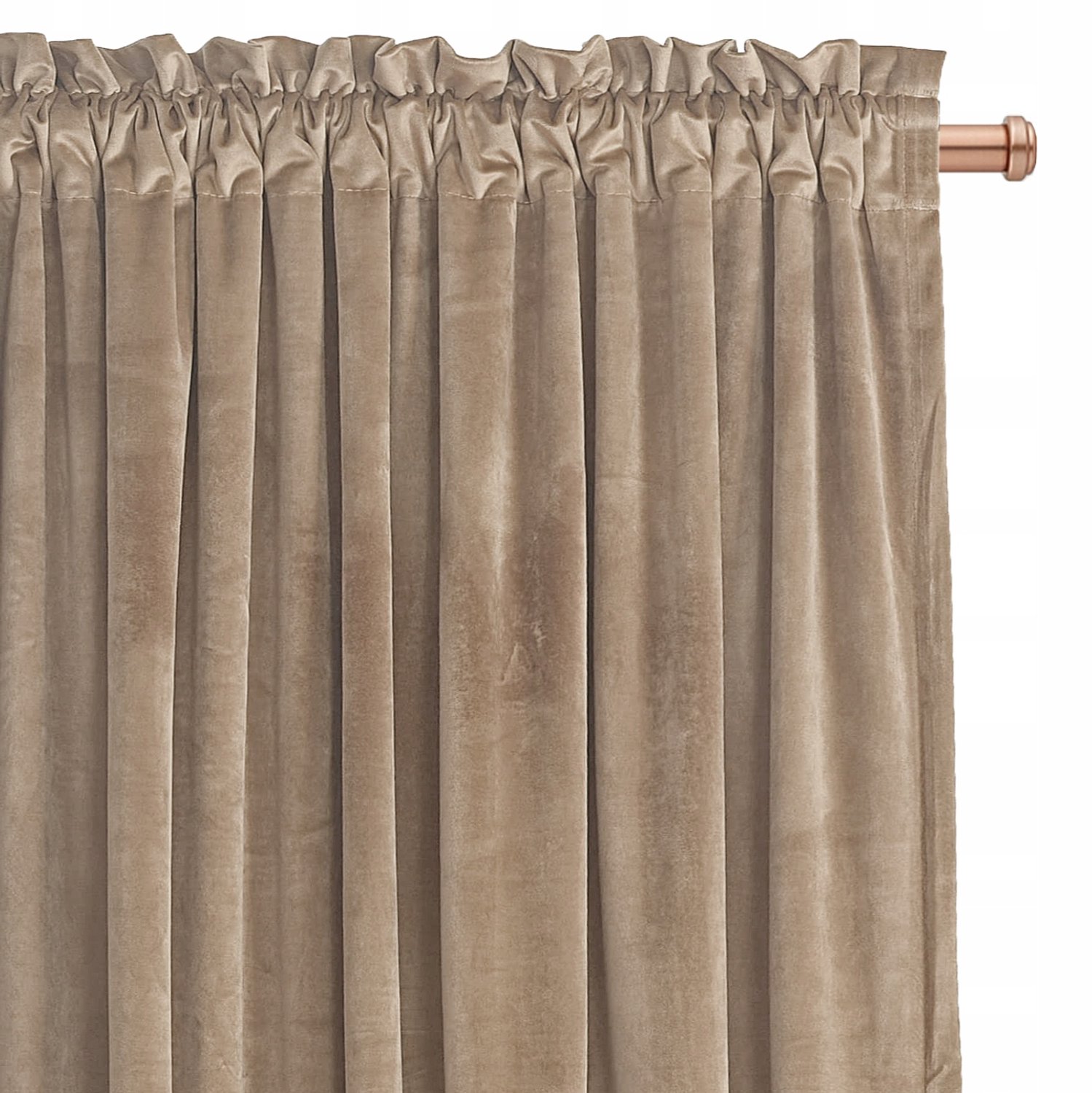 Luxe Velours Gordijn met Gordijnband - Beige 140x250cm