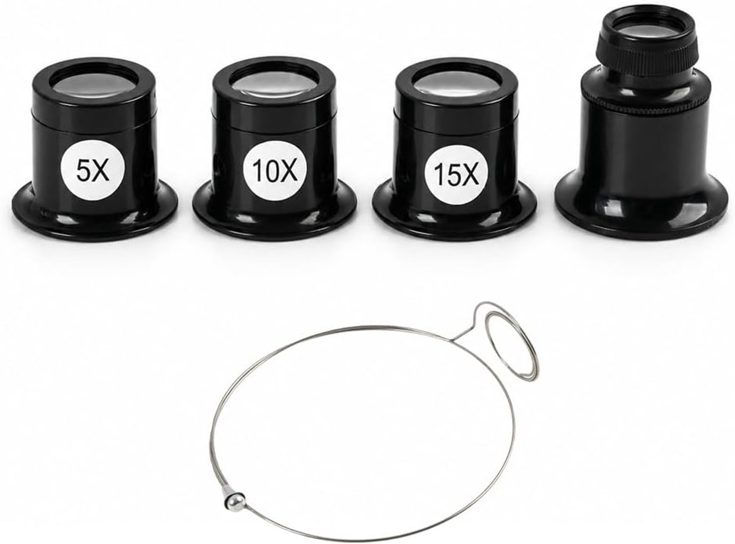 4 x professionele horlogemakersloep, monoculaire, vergrotingsloep, 5 x 10 x 15 x 20 x met houder, draagbare juweliersloep, handloep voor de reparatie van horloges, inspectie van sieraden en werk