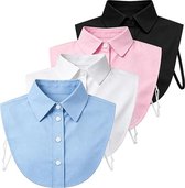 Decoratieve kraag - 3-delige set - Afneembare kraag van imitatiehemd - Comfortabel en stijlvol - Unisex - Past bij kleding - Duurzaam - Geschikt om onder truien, overhemden, jurken, etc. te dragen - One size fits all - Zwart + Wit + Blauw + Roze