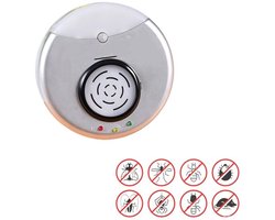 Grijze ultrasone muggenverjager - elektronische insectenverdelger - met stekker - verdrijft insecten, knaagdieren, muggen en kakkerlakken - 9.5*6.5 cm