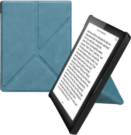 kwmobile e-reader hoesje geschikt voor Kobo Aura Edition 1 hoes - Ereader flip case met standaard - E reader cover van kunstleer - In petrol — afbeelding 4
