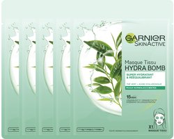 Garnier SkinActive Hydra Bomb Sheet Mask Groene Thee - 5 Stuks - Gezichtsmasker voor Normale &…