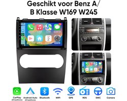Junsun Android 15 Autoradio Geschikt voor Mercedes-Benz A/B-klasse W169 W245 -Draadloze CarPlay & Andriod Auto - GPS-navigatiesysteem - Bluetooth - WiFi - 9 inch touchscreen - RDS - USB - SWC