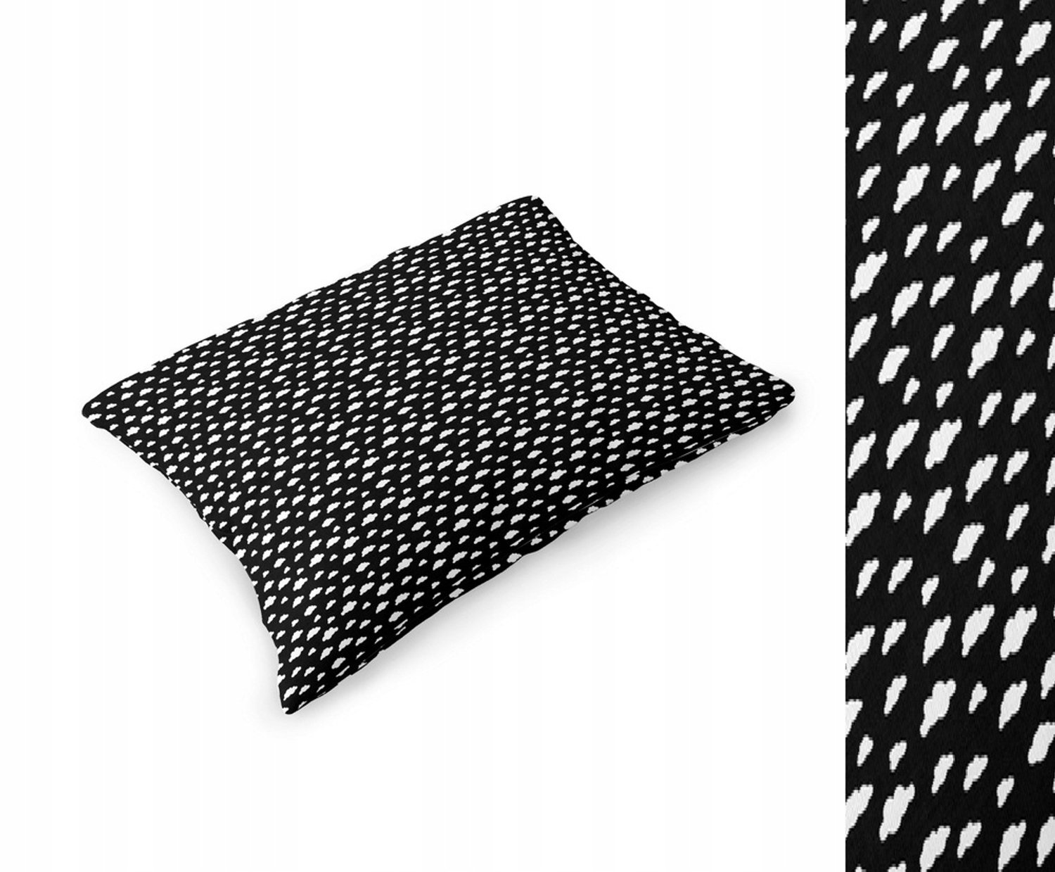 Kussensloop 70x80cm - 100% Katoen, Zwart Mini Wolken Patroon