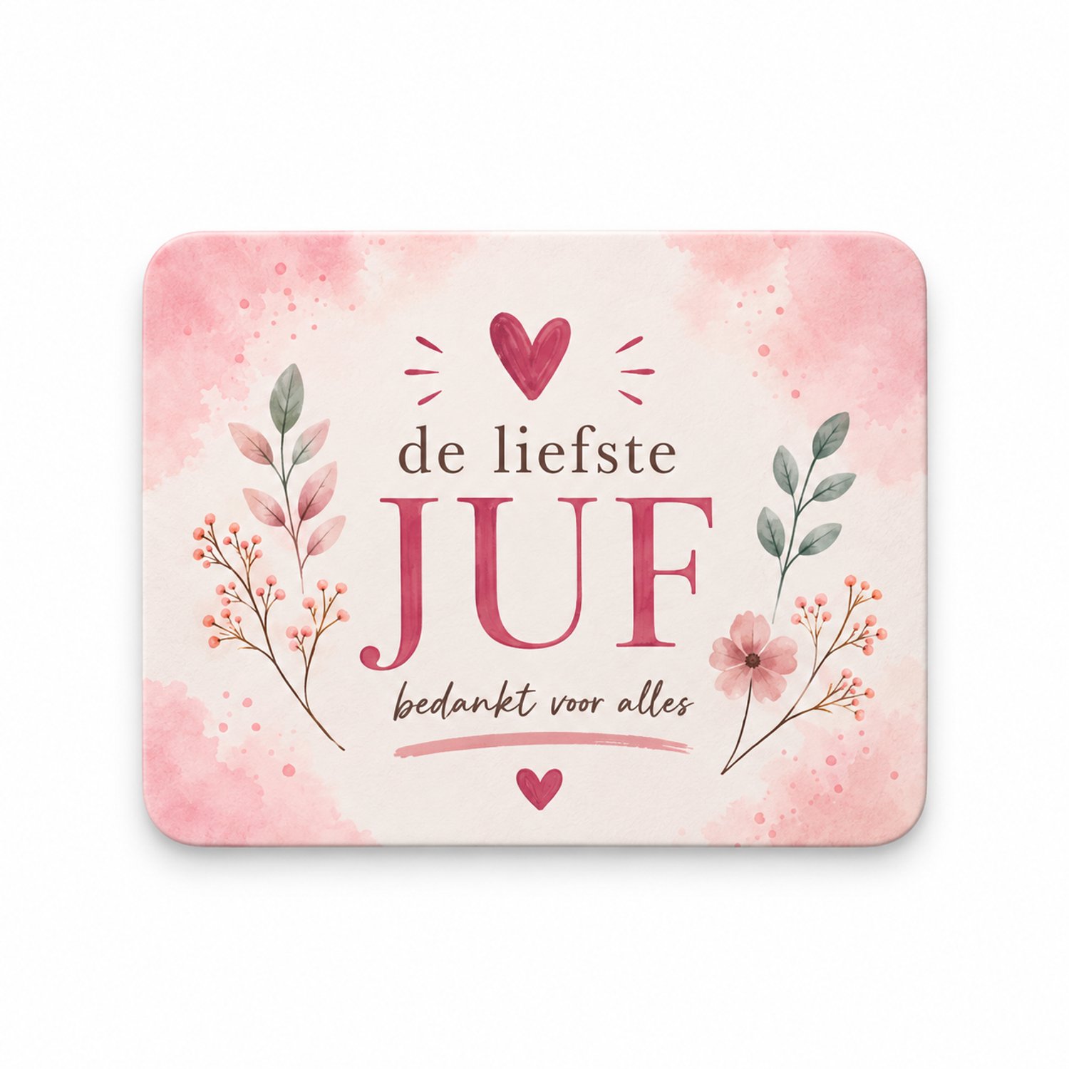 Koelkastmagneet MDF De Liefste Juf – Roze Magneet 9x7 cm – Bedankje voor Juf – Cadeau Einde Schooljaar