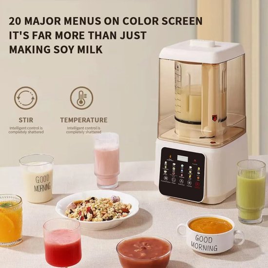 Veya Blender Beige - Smoothie - Glazen kan - Glas - 15 programma's - Voor soep, pap, plantaardige melk - Met timer - 1750ml van Veya — afbeelding 3