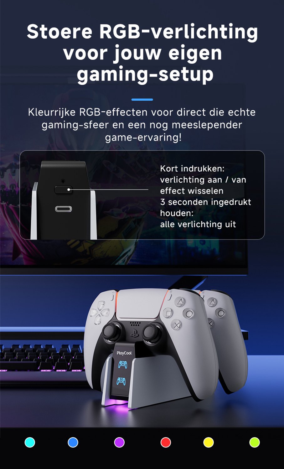 PlayCool PS5 DualSense en DualSense Edge Controller Oplaadstation – foto 7