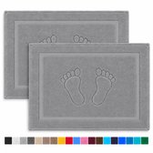Komfortec Badmat Set - 2 stuks - Handdoek Dikte - Hotelkwaliteit - 50x80 cm - 100% Katoen - Zachte en Absorberende Douchemat/Handdoek - Zilvergrijs