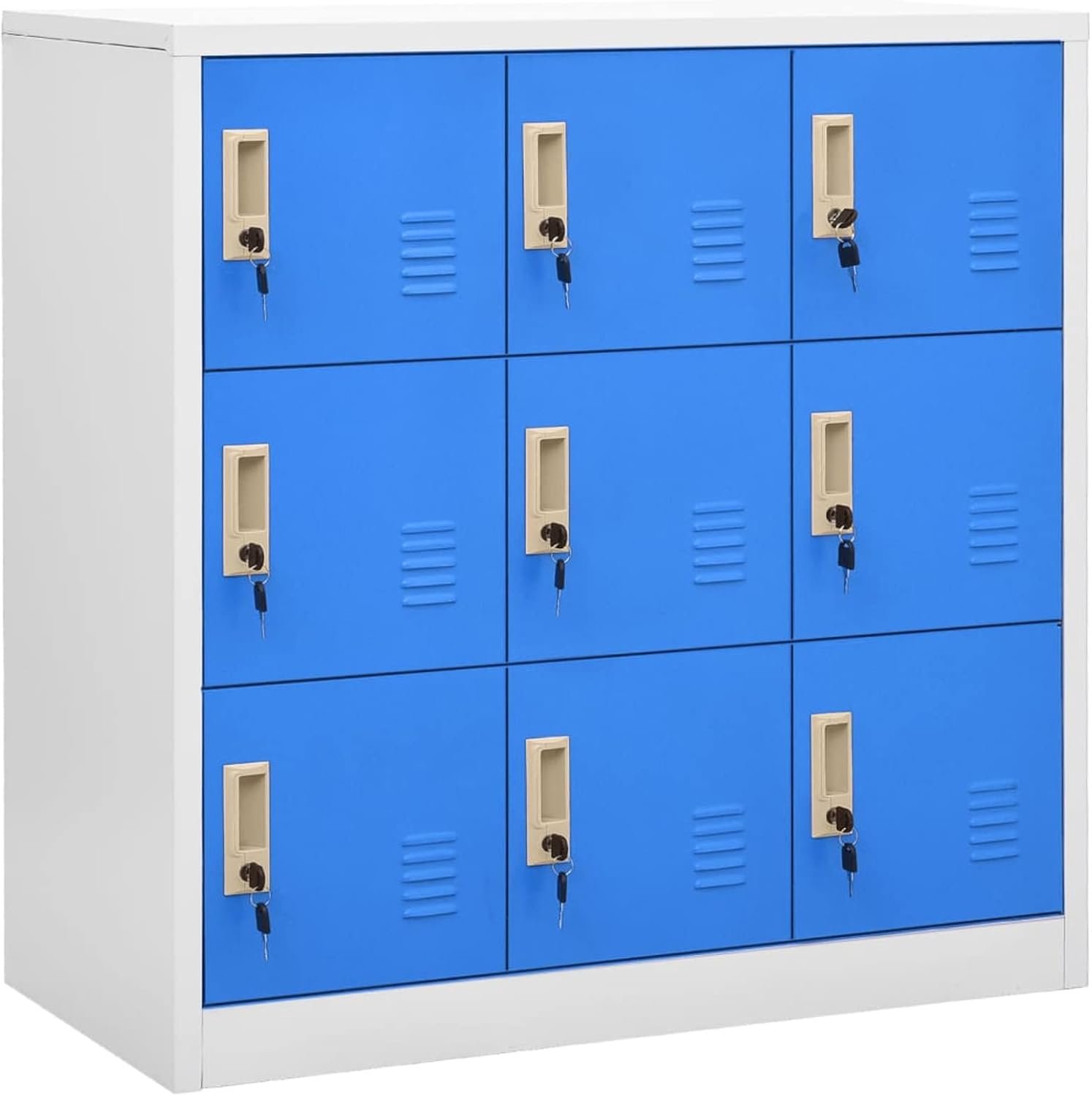 Kluisjes en sleutels, 2 stuks, lichtgrijs en blauw, 90 x 45 x 92,5 cm, staal, archiefkasten, sleutelkasten, kasten en kasten (SPU:3095240)