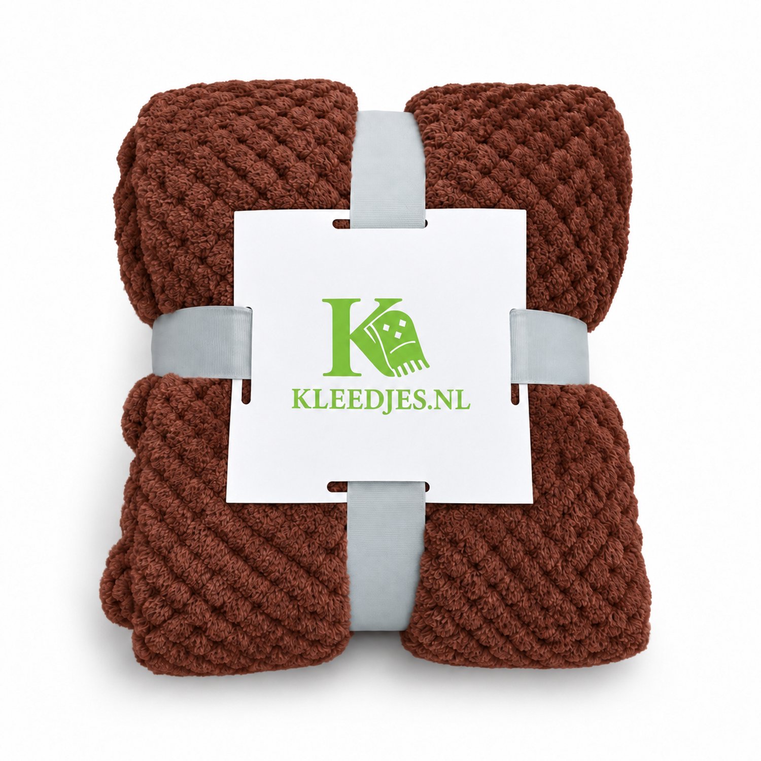Kleedjes.nl Honeycomb fleece deken 150x200 cm – Luxe, extra zacht & warm – Plaid Voor bank en bed – Bruin