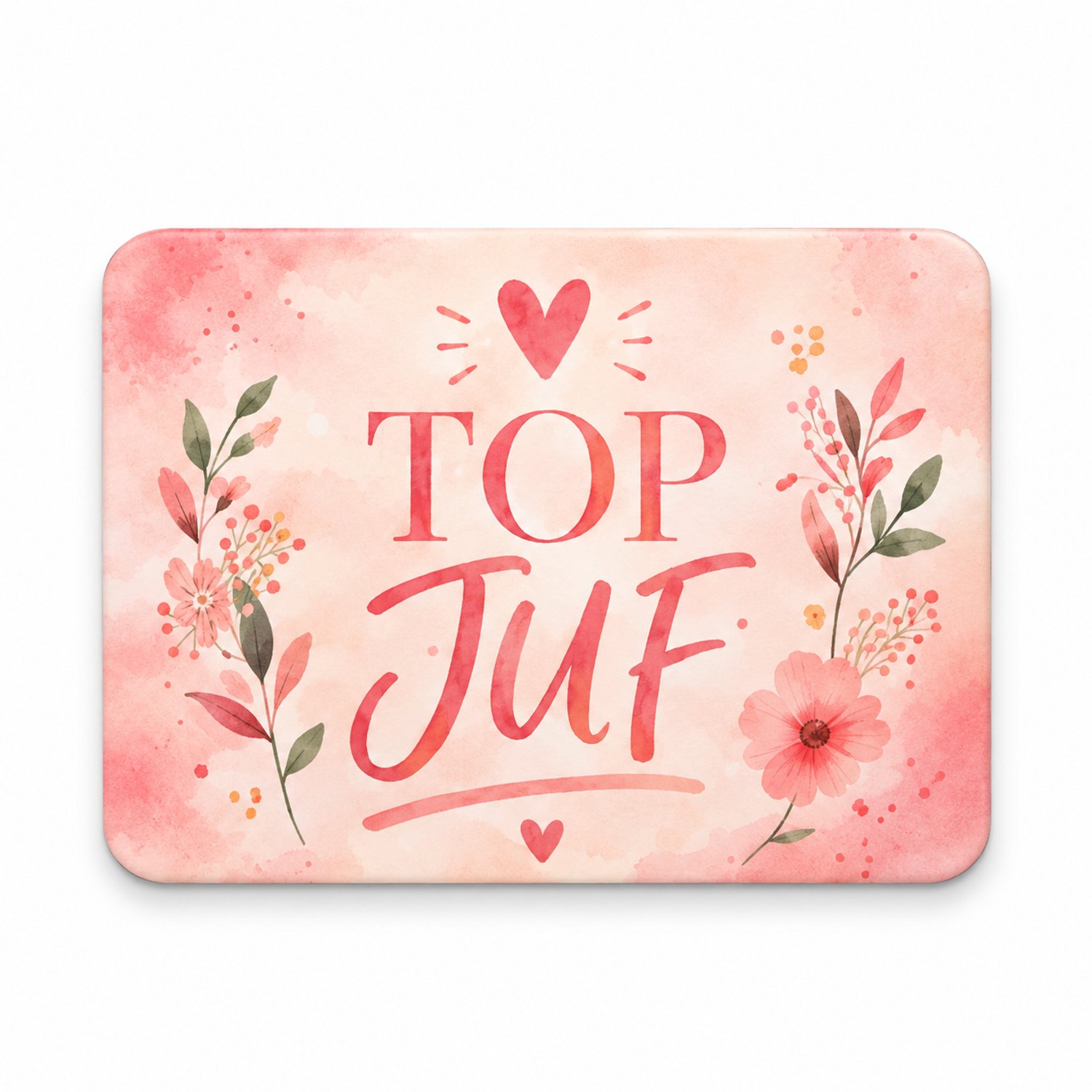 Koelkastmagneet MDF Top Juf – Roze Magneet 9x7 cm – Bedankje voor Juf – Cadeau Einde Schooljaar