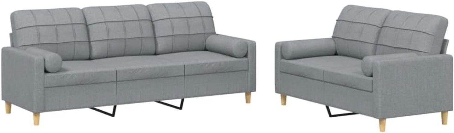 Slaapbank Kantoor Sofa 2-delig Sofa Set met Kussen Licht Grijs Stof voor Woonkamer, Slaapkamer Kantoor