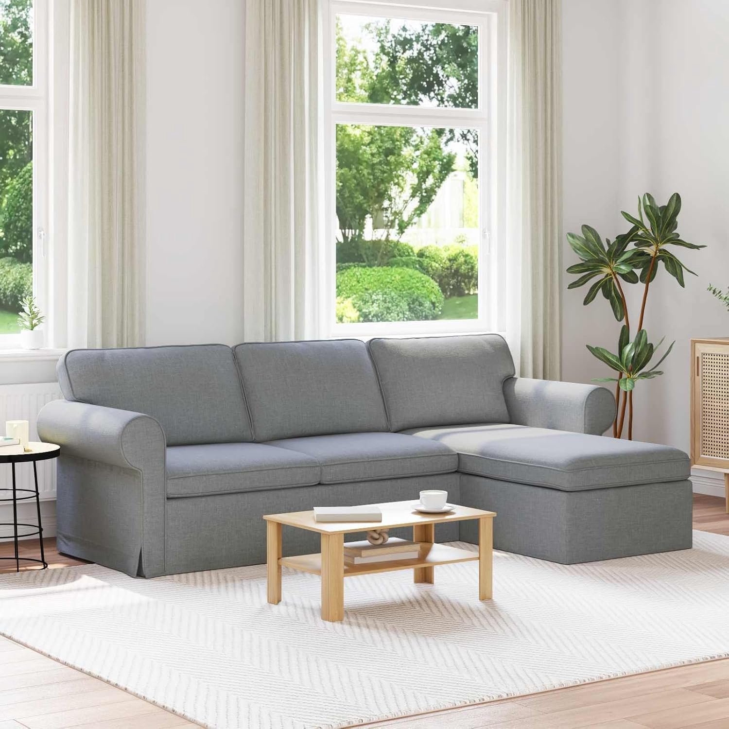 Sofa lichtgrijs 215 x 138 x 80 cm stof slaapkamer bank met metalen frame en ademende kussens voor hedendaagse woonruimtes