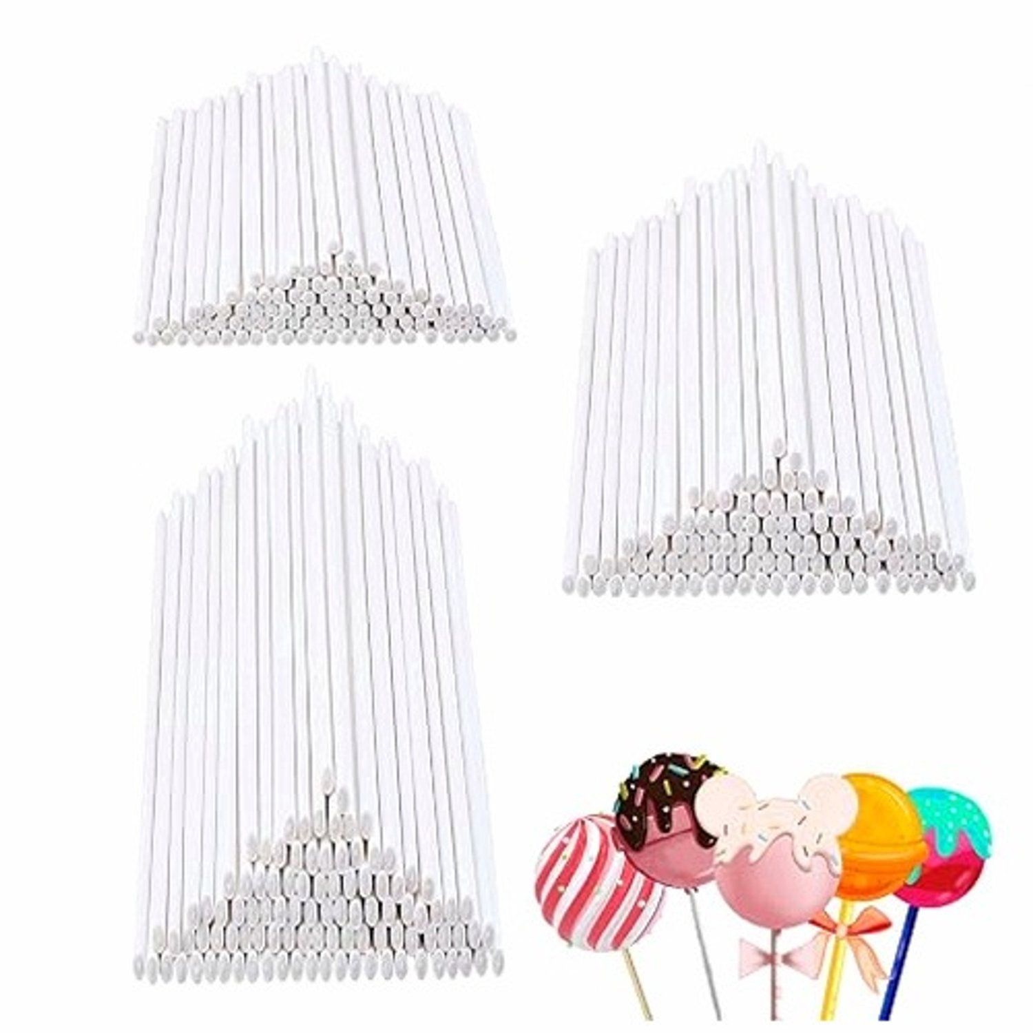300 stuks witte papieren stokjes voor cake pops, decoratie en bakken