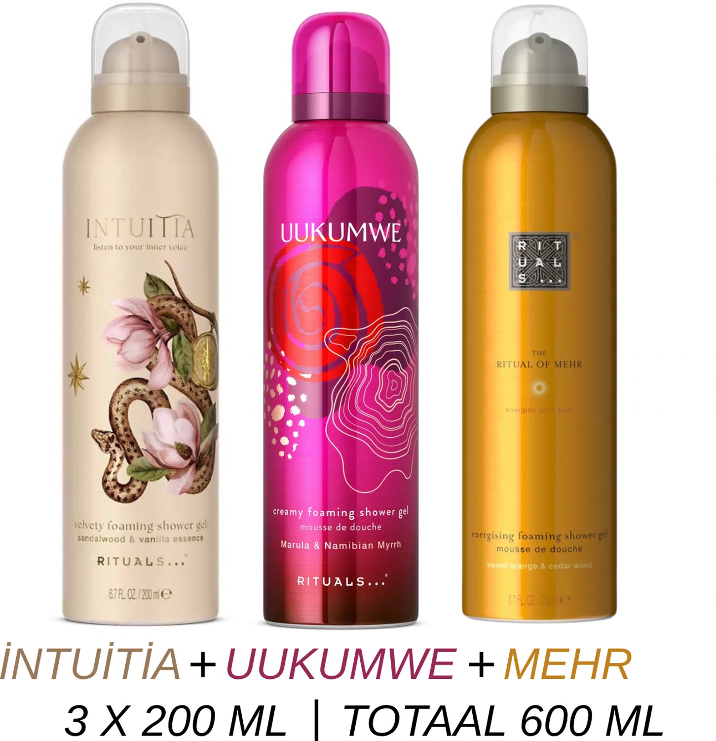 Rituals - Shower Gel Value Set - Intuitia + Uukumwe + Mehr - 3 x Shower Gel 200 ml = 600 ml - Douchegel - Doucheschuim