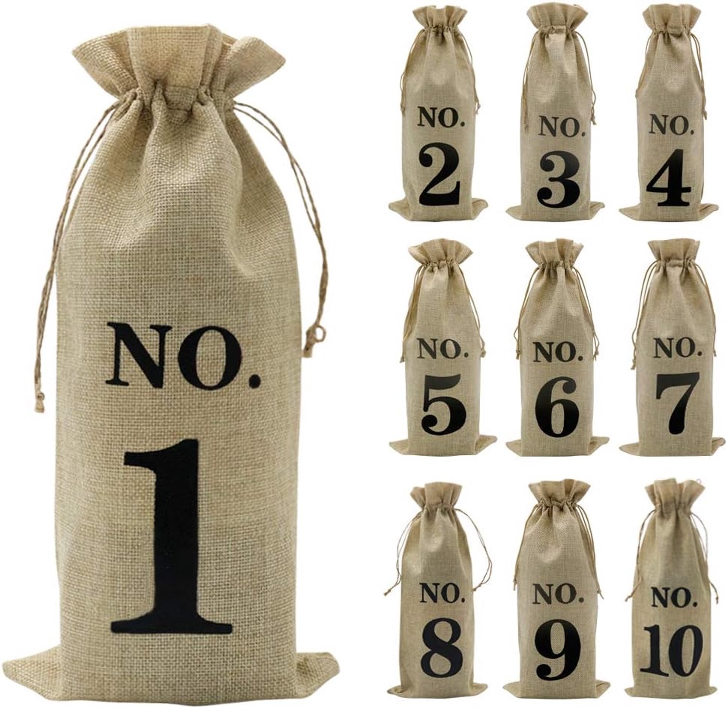 10 stks Aantal Jute Wijn Zakken