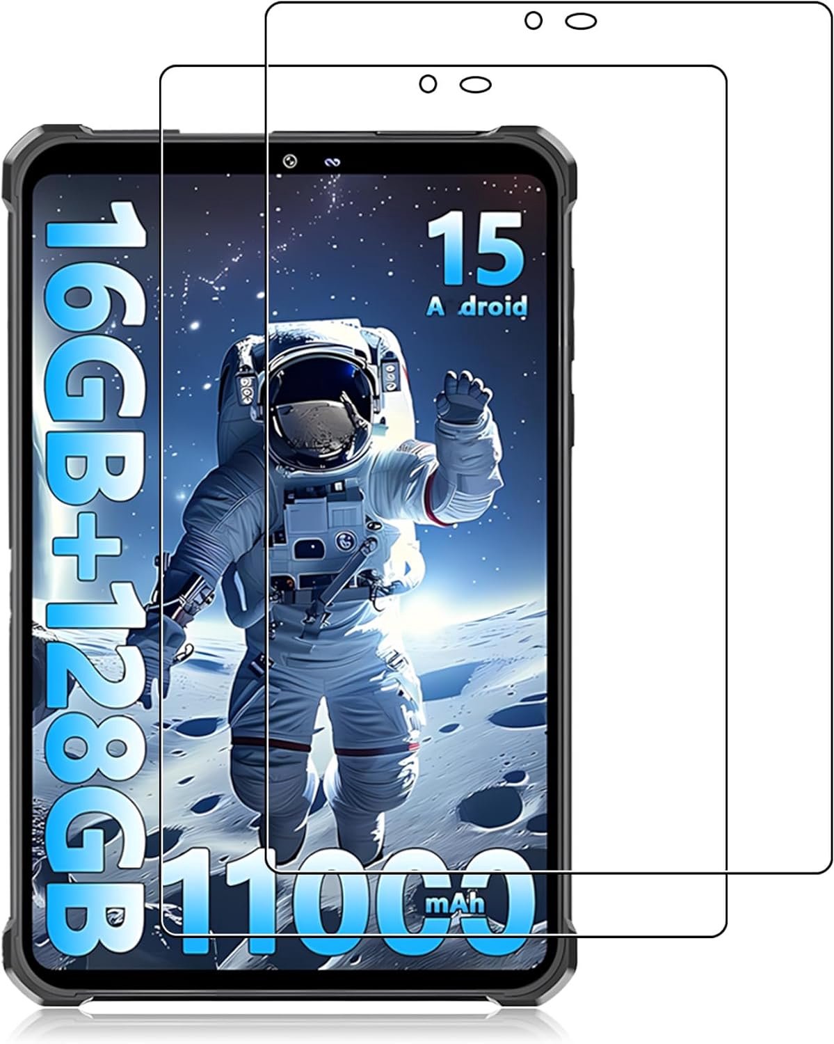 Displaybescherming voor OUKITEL RT3 Plus, 8 inch tablet, beschermfolie van gehard glas, luchtbelvrij, HD-helder, ultra bestendig, krasbescherming, 2 stuks