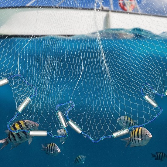 18 voet opvouwbaar visnet staal snel projectienet voor vissen met aas voor ondiepe zee-riviervijver (blauw) — afbeelding 2