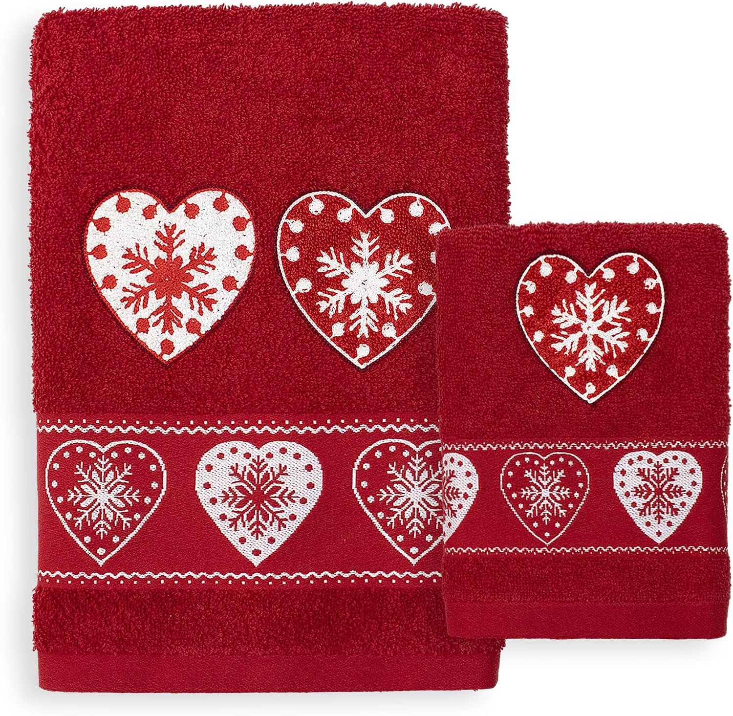 Kersthanddoeken voor de badkamer, set 1 + 1 van katoenen badstof, kerstdecor 6983