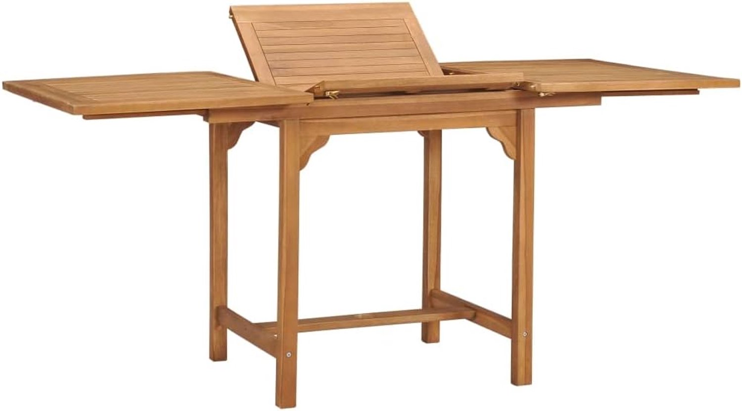 Verlengbaar 110 tot 160 cm massief teakhout weerbestendig eettafel voor buiten terras patio met parasolgat 80x75 cm