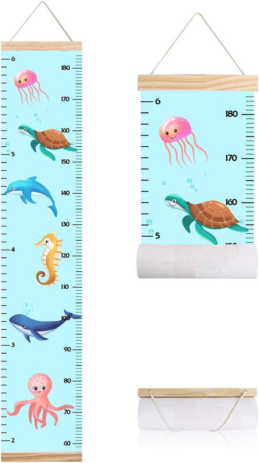 Groeidiagram voor kinderen, babyhoogtegrafiek, canvas hoogte meetlinialen voor jongens en meisjes (dieren 3)